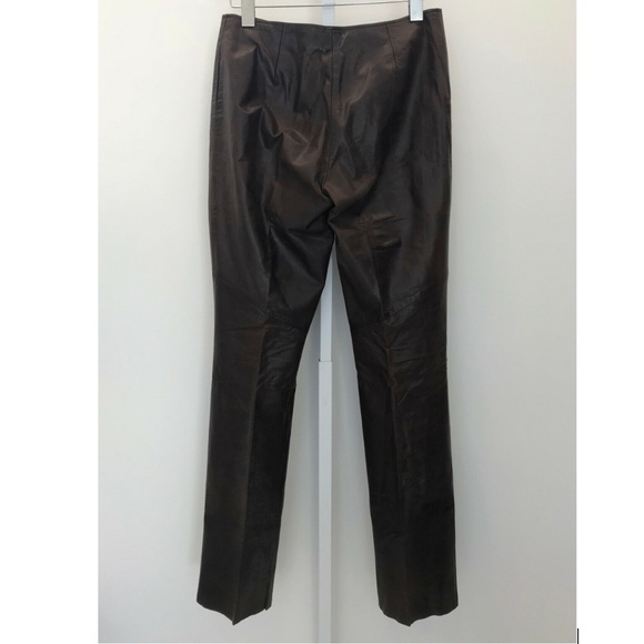 VAUNT BROWN LEATHER ITALIAN BOOTCUT PANTS SIZE US 4 - Picture 5 of 16